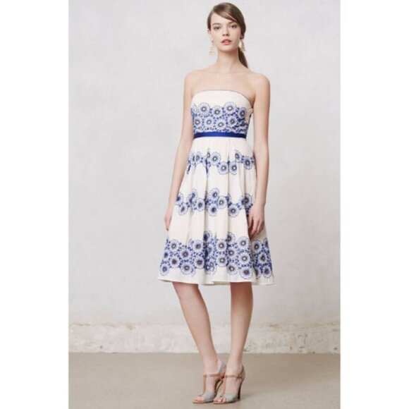 Anthropologie By Moulinette Soeurs Womens 4 Forget-me-not Cold Shoulder Dress - Picture 1 of 13